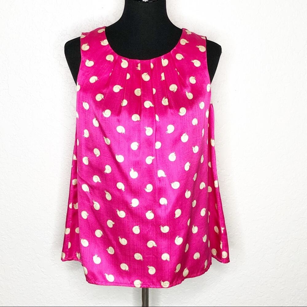 Anthropologie Postmark pink snail print split back silk top size 4